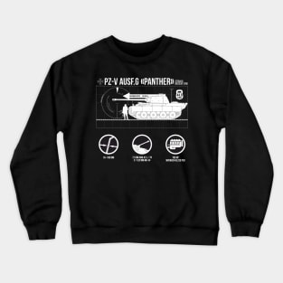 Infographics of Pz-V Panther on Black Crewneck Sweatshirt